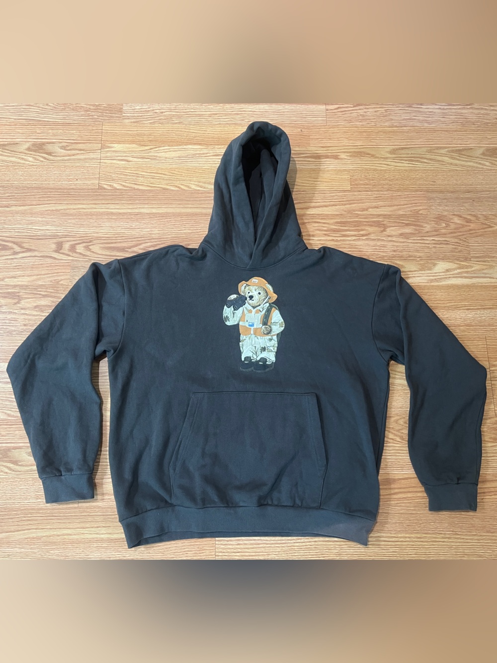 Market Studios Grey Hoodie with Bear Astronaut Graphic